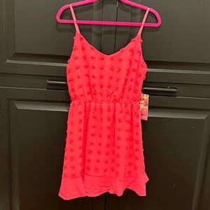 Emerald Sundae Organza Cheneille Hot Pink Polka Dot Dress